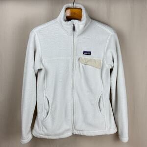 Patagonia Re-Tool Full Zip Fleece Polartec Jacket Womens Large Cream Ivory White